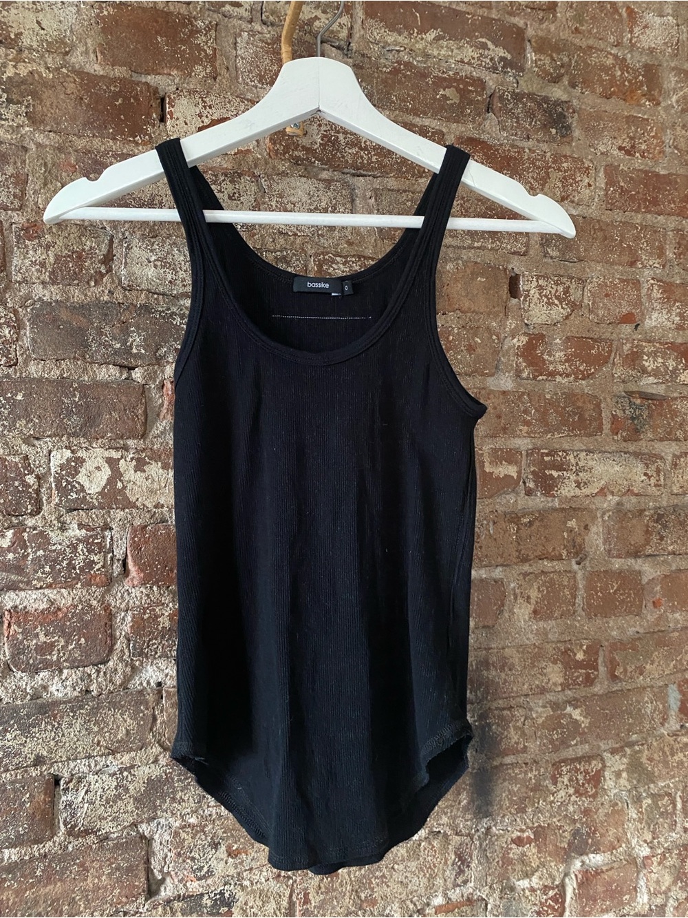 bassike black ribbed scoop tank top